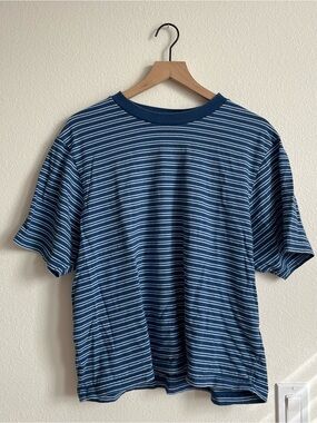 Cotton On Navy Blue & White Striped Crewneck Tee